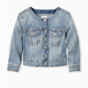 Torrid Crop Collarless Denim Jacket